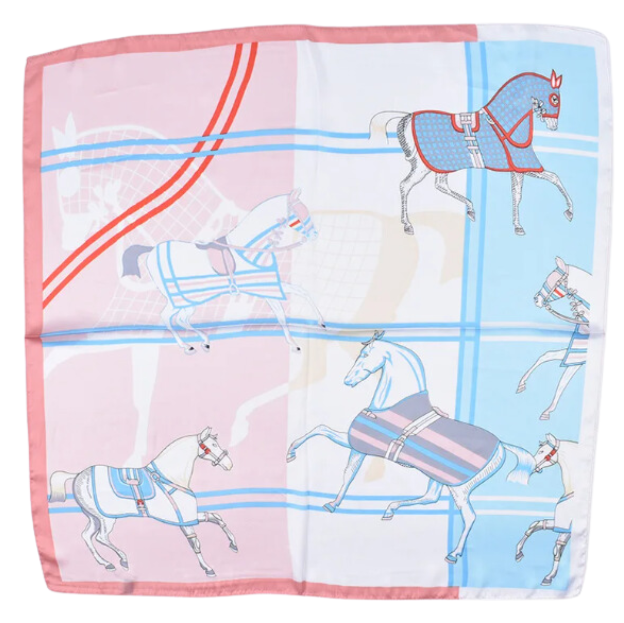 Relhok Multiple Horses Scarf #color_Pink and Blue