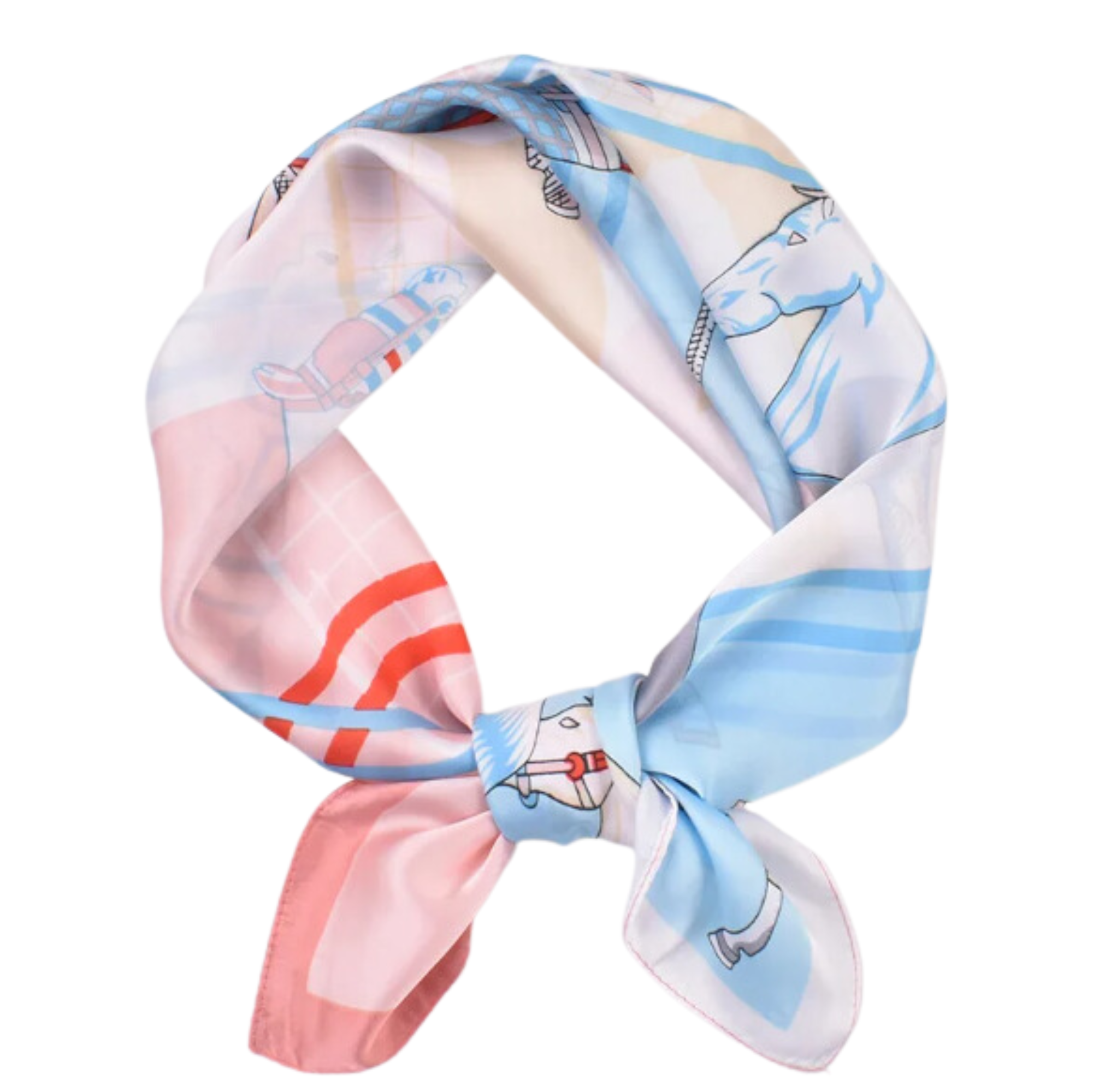 Relhok Multiple Horses Scarf #color_Pink and Blue