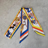Skinny Scarf #print_Carriage Blue Yellow Orange