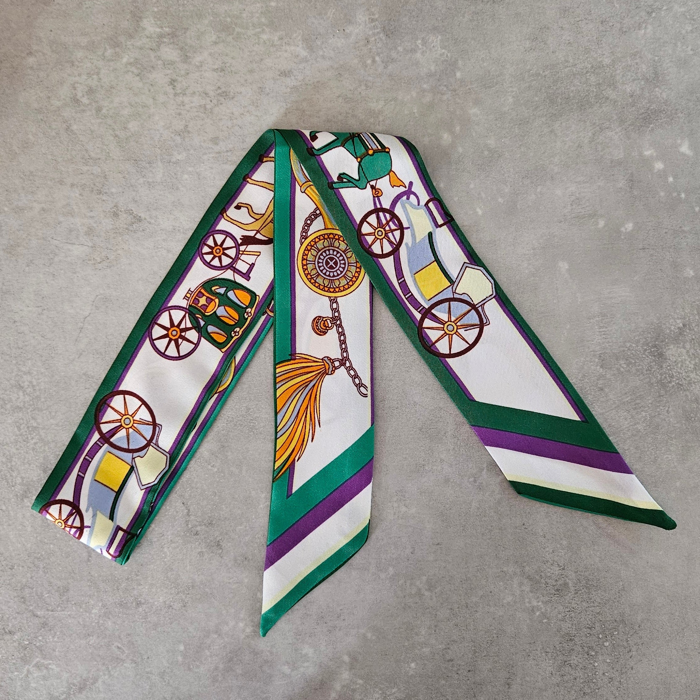 Skinny Scarf #print_Carriage Green Purple