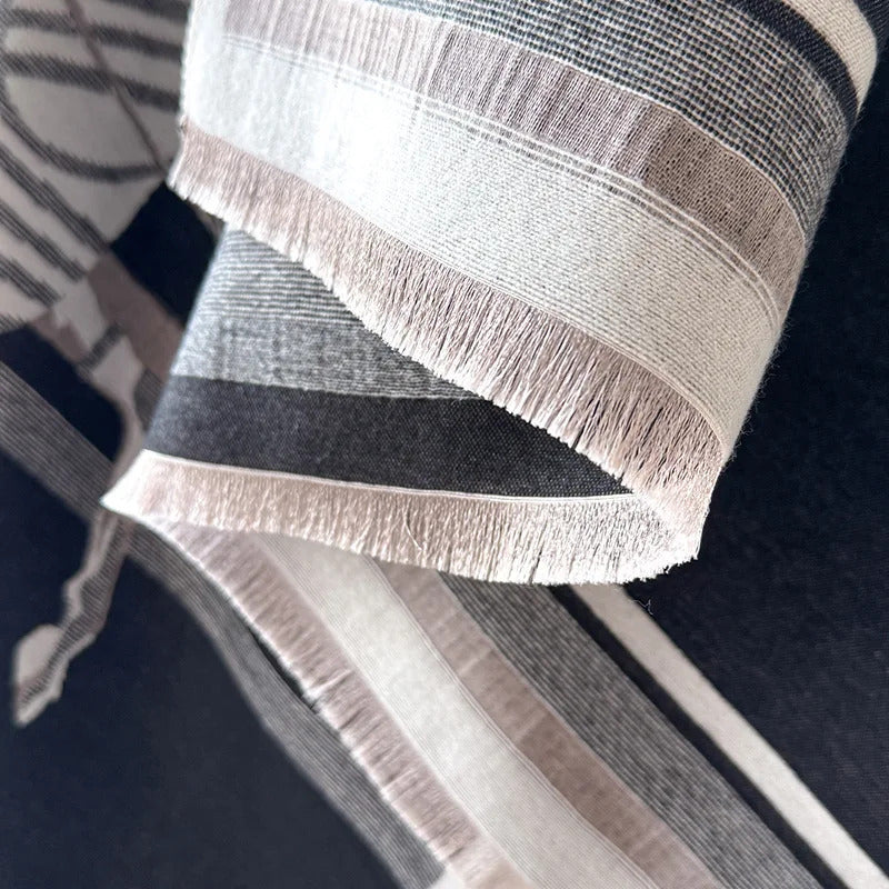 Two Horses Shawl & Blanket Scarf #print_Black / Beige