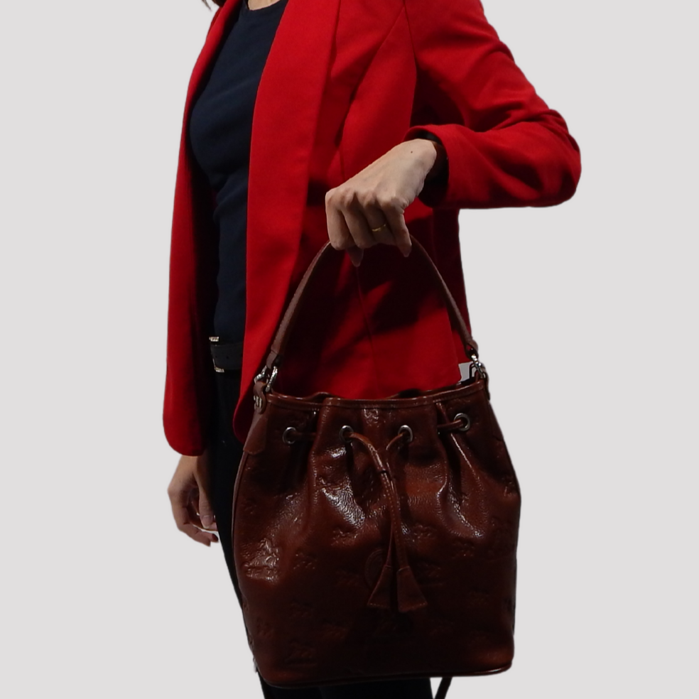 Cavalinho Cavalo Lusitano Leather Bucket Bag sku 18090281.13 #color_black, saddlebrown, brown