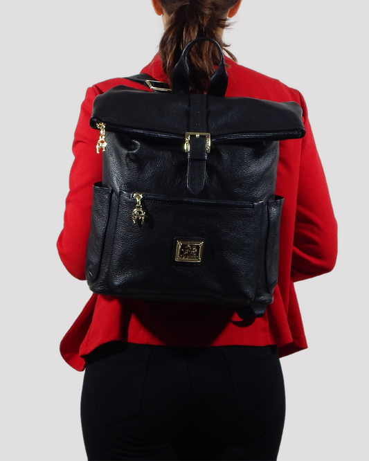 Cavalinho Muse Leather Backpack - Black - bodyshot_0415_2