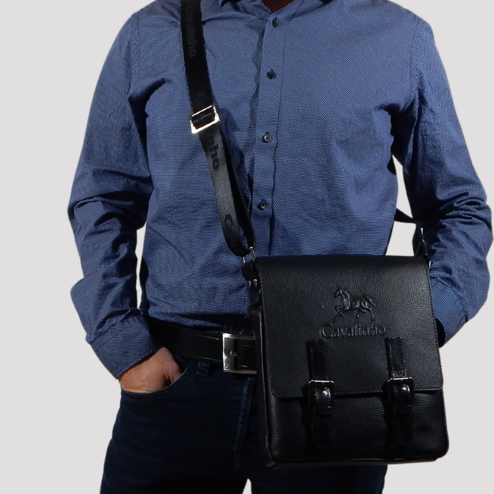 Cavalinho El Cavaleiro Black Leather Traveler Crossbody Bag SKU 18330483.01 #color_black