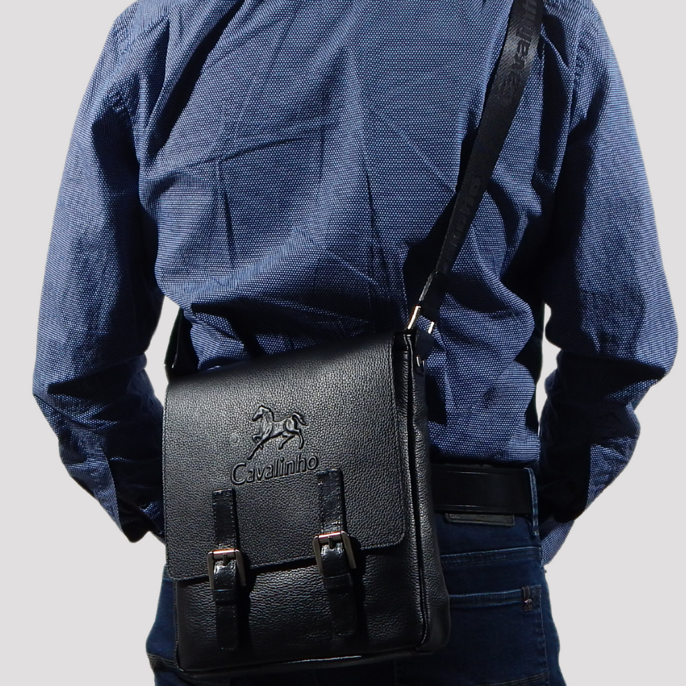 Cavalinho El Cavaleiro Black Leather Traveler Crossbody Bag SKU 18330483.01 #color_black