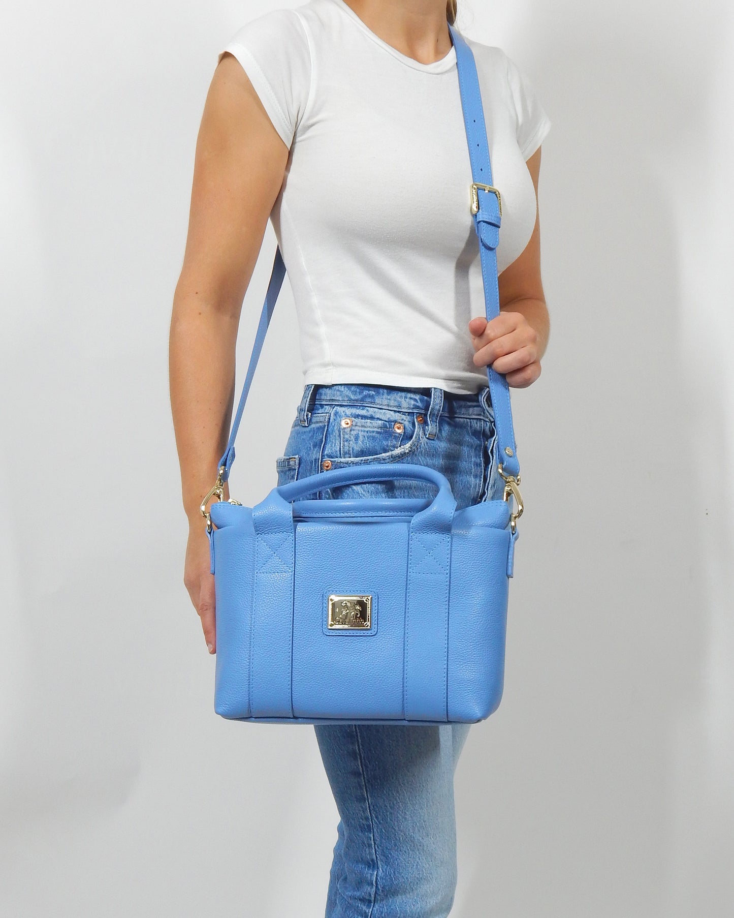 Cavalinho Muse Leather Handbag - CornflowerBlue - bodyshot_0486_2