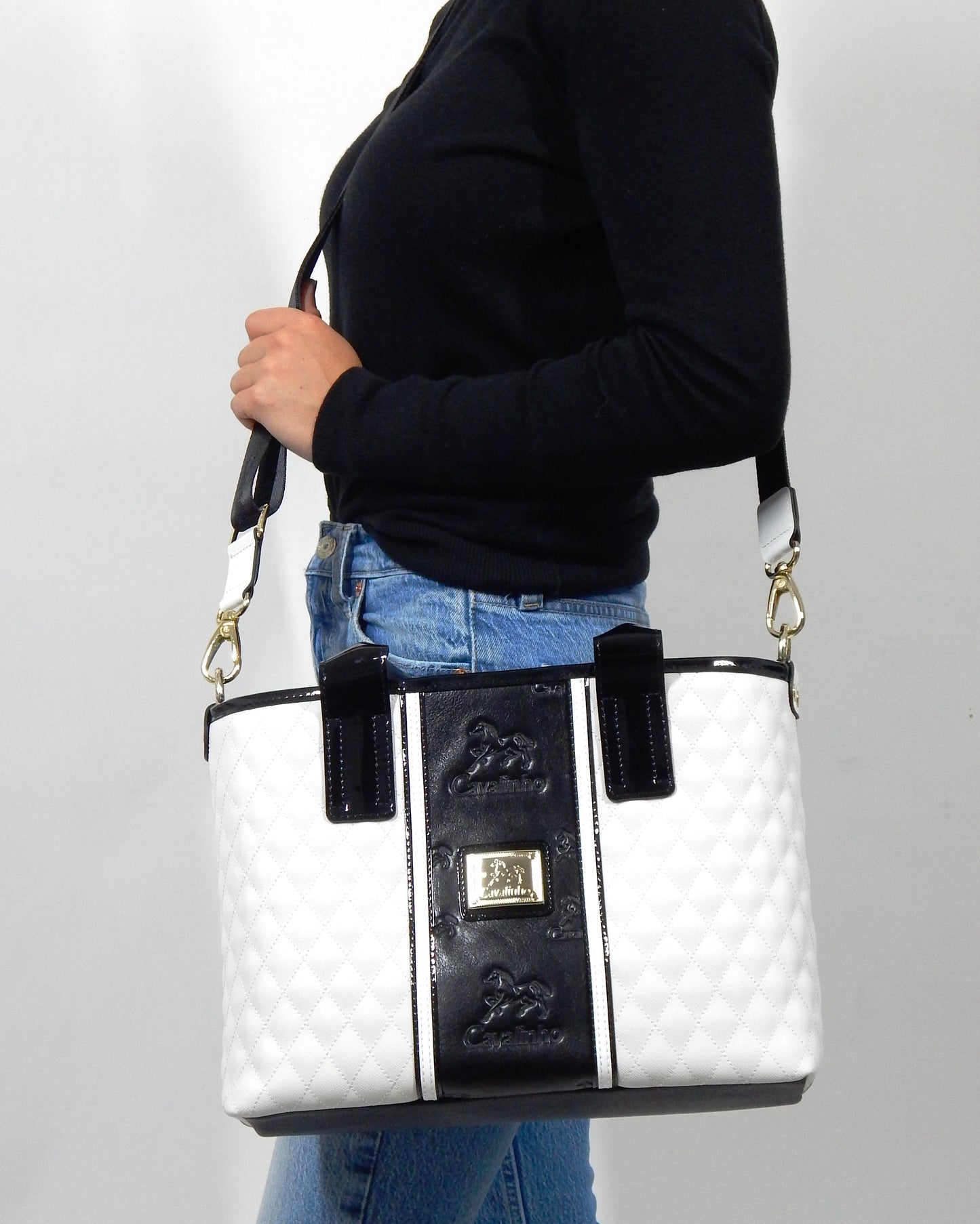 #color_ Black and White | Cavalinho Royal Handbag - Black and White - bodyshot_0493_2