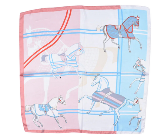 Relhok Multiple Horses Scarf - Pink and Blue - pinkandbluescarf