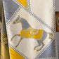 #color_ Yellow Beige Grey | Relhok Scarf with Two Horses - Yellow Beige Grey - yellowgrey