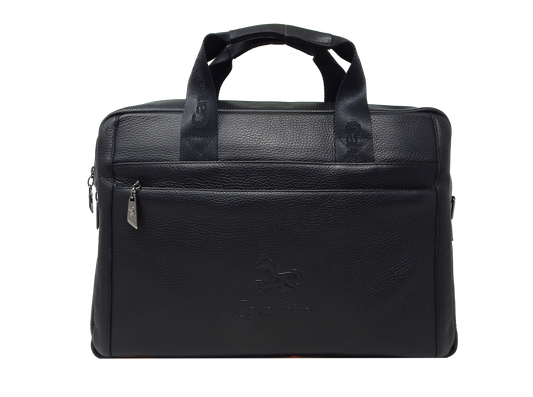 Cavalinho Soft Matte Pebbled Leather Laptop Bag 16" - Black - 18040257_f