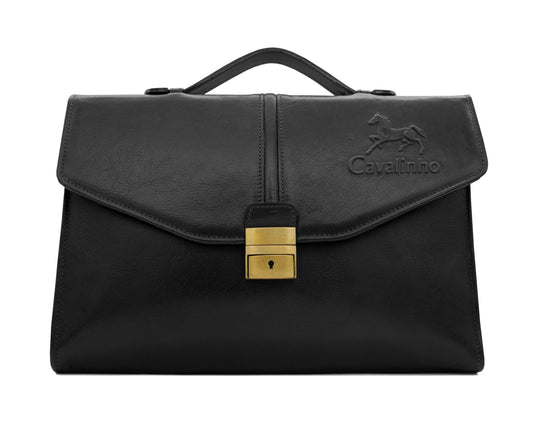 Cavalinho Leather Briefcase with Lock & Key - Black - 18320172.01_1