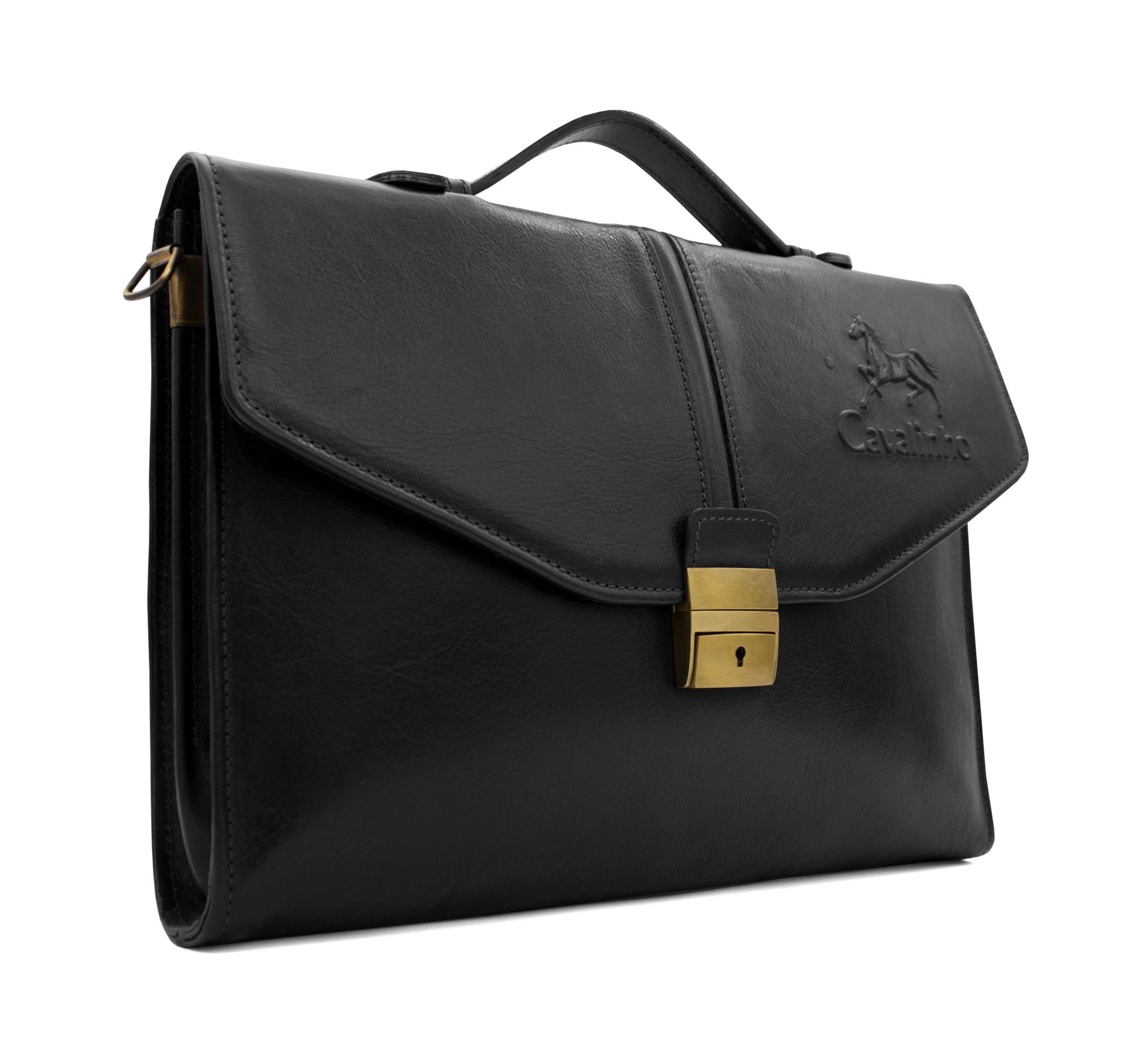 Cavalinho Leather Briefcase with Lock & Key - Black - 18320172.01_2