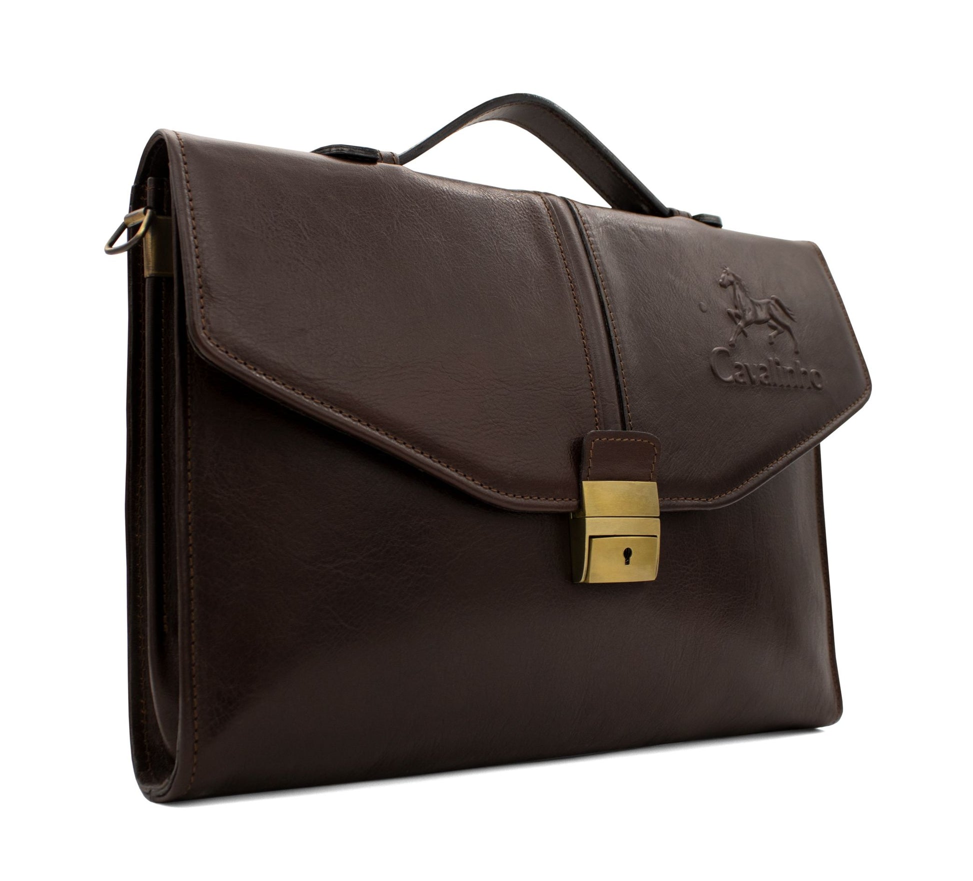 Cavalinho Leather Briefcase with Lock & Key - Brown - 18320172.02_P02