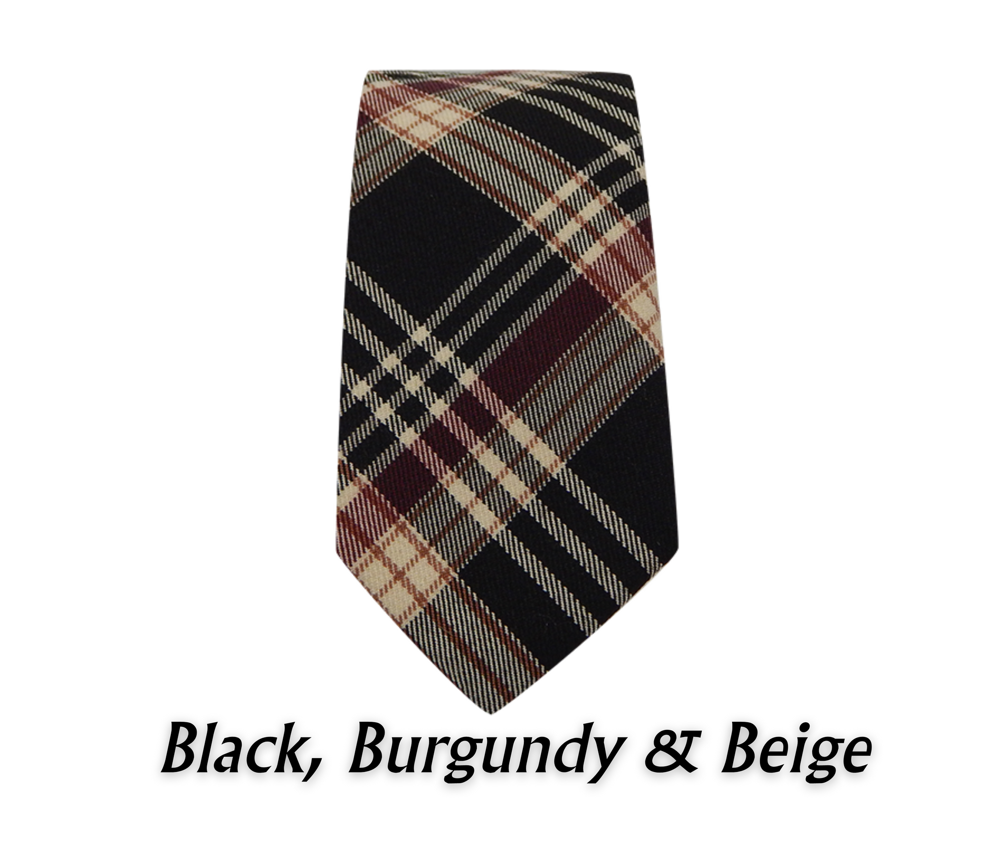 Relhok Plaid Necktie - Black Burgundy & Beige - 1_97a770d6-3bdf-44b4-8f01-e6219df82822