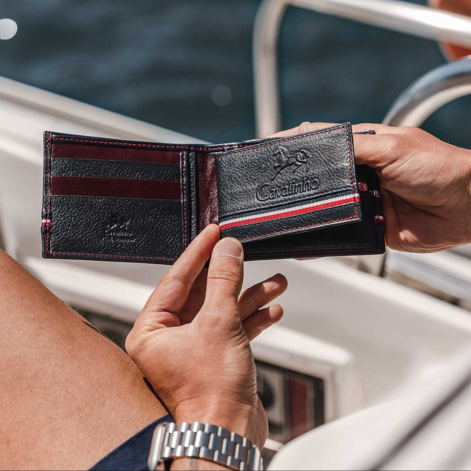 Cavalinho The Sailor 2 in 1 Bifold Leather Wallet SKU 28150528.22 #color_navy, brown