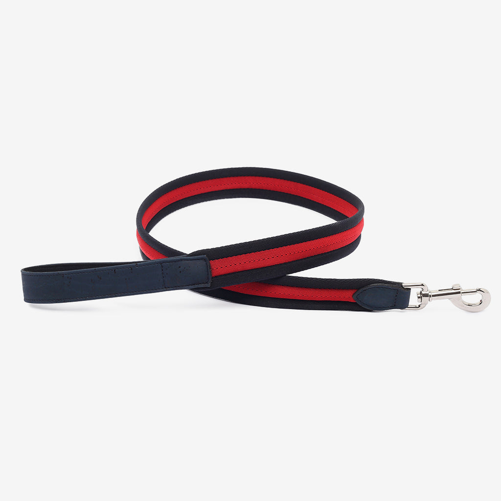 Artelusa Cork and Fabric Leash and Collar - Blue & Red - 4018.03_032a5547-2d6c-48d3-9a6b-f20a2a29be68