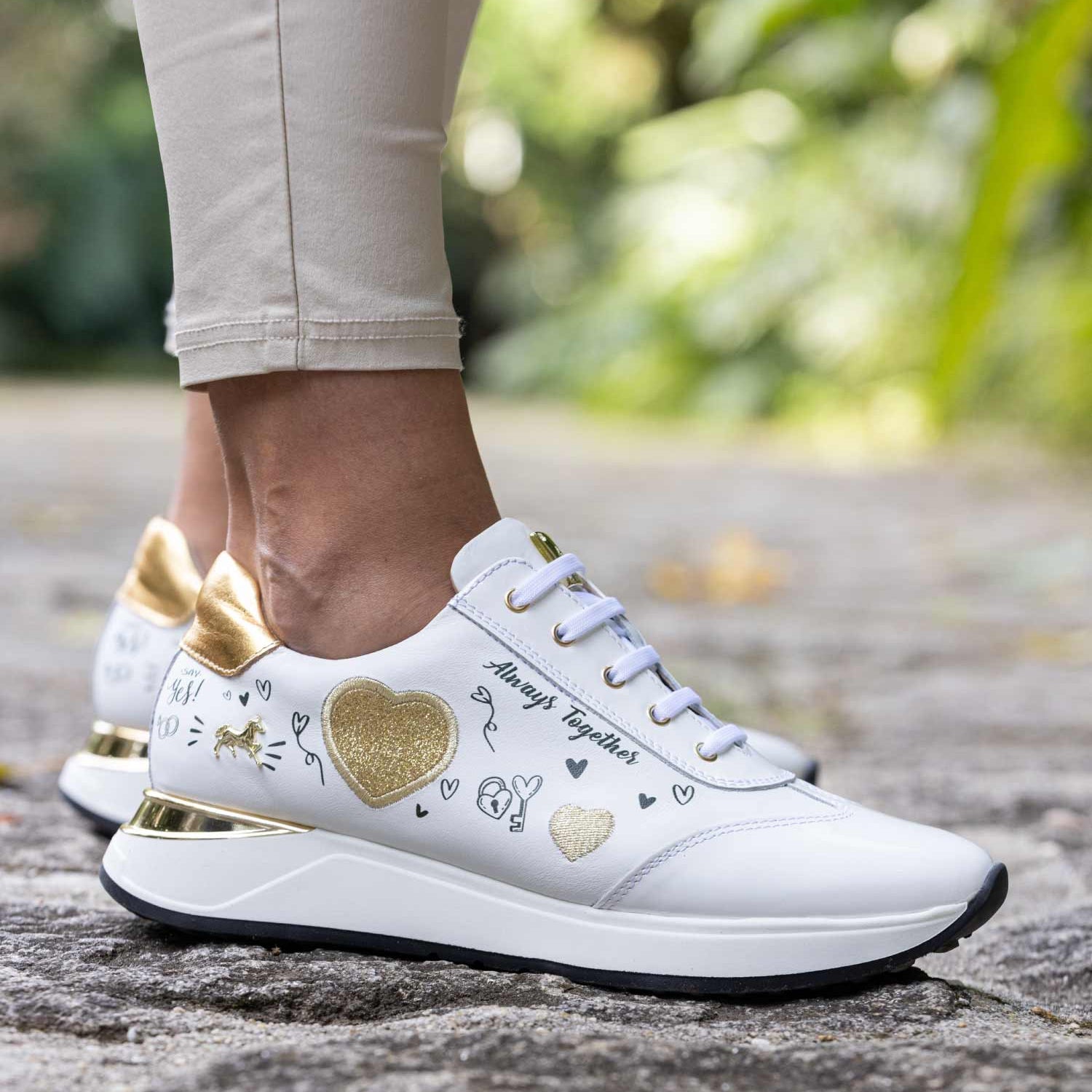 Cavalinho Always Together Sneakers for Engagement Wedding for Women SKU 48010088.16 #color_White / Gold, blanc / or, branco / ouro