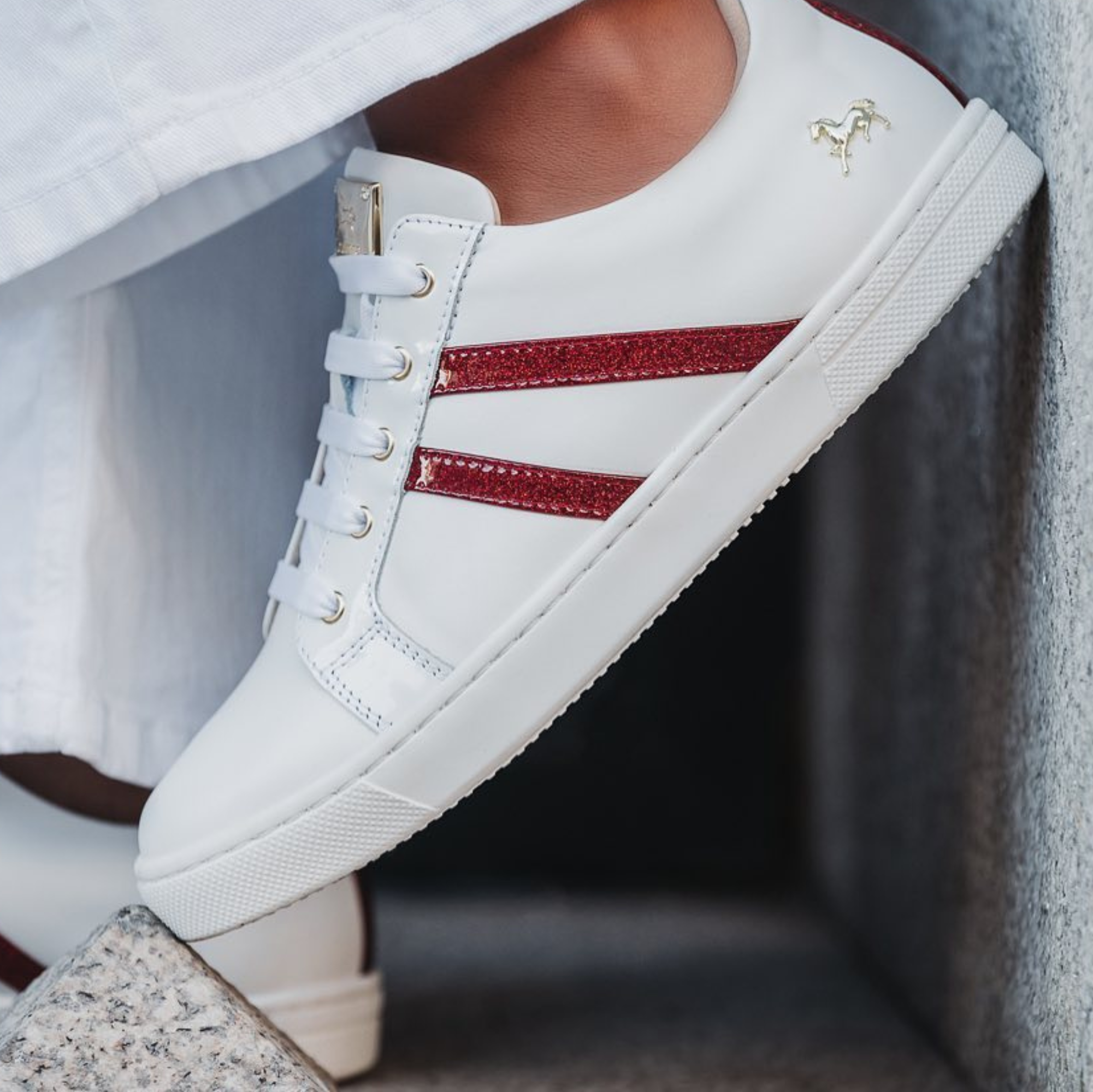 Cavalinho Gloss White Sneakers for Women SKU 48010093.04 #color_red, rouge, vermelho