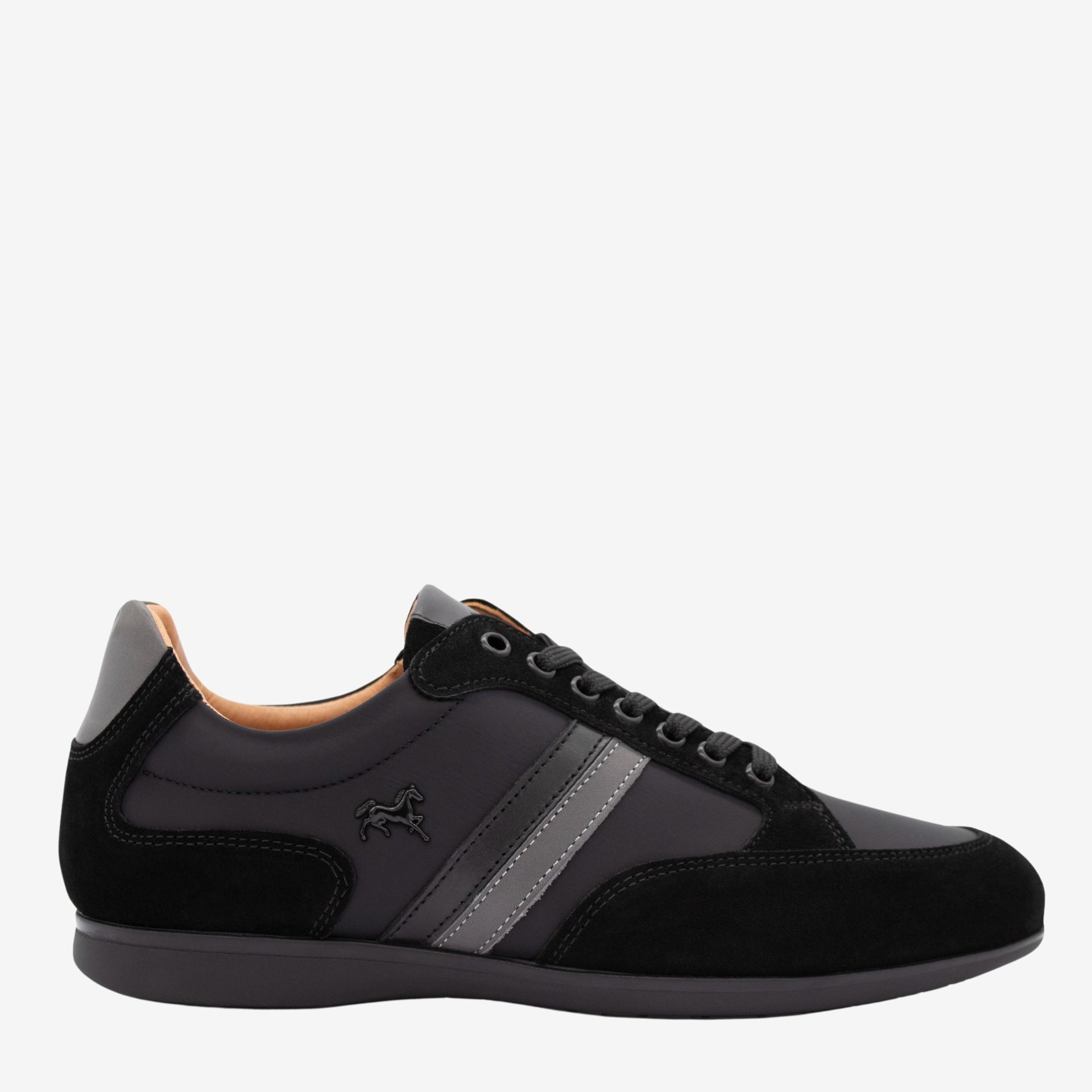 Cavalinho Striped Sporty Leather Sneakers for Men SKU 48060008.01 #color_Black