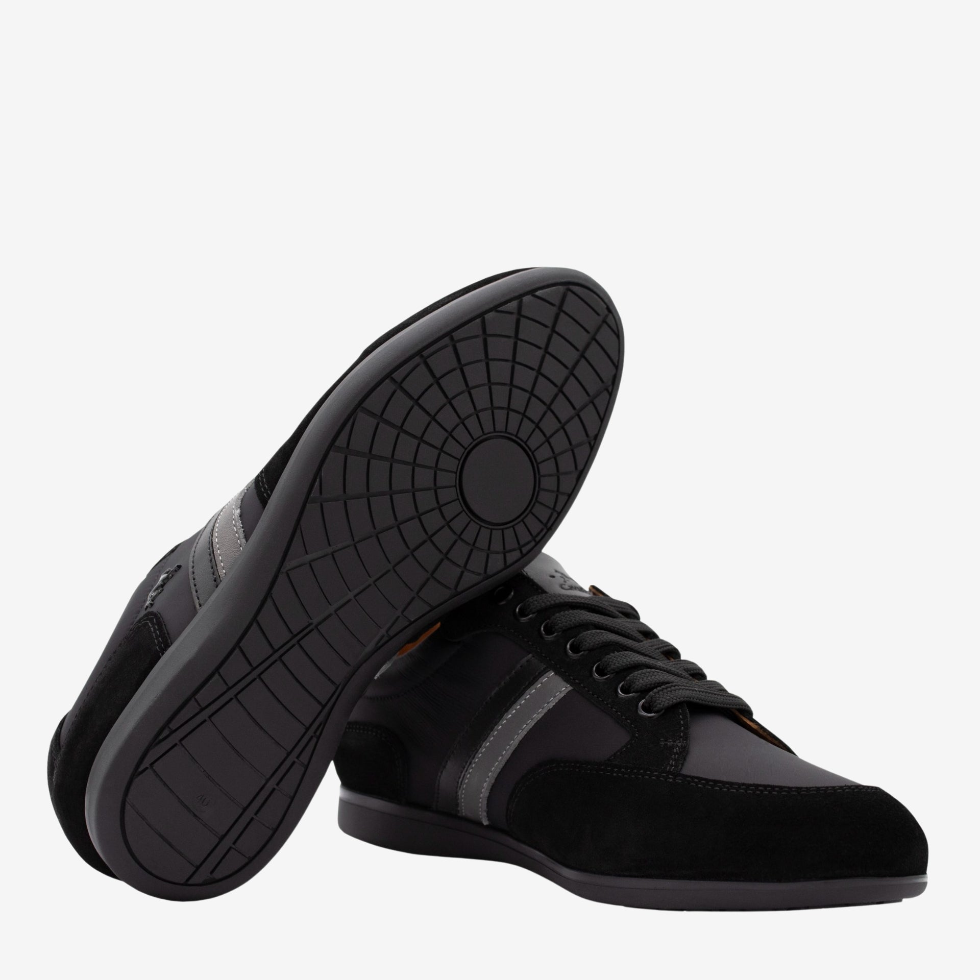 Cavalinho Striped Sporty Leather Sneakers for Men SKU 48060008.01 #color_Black