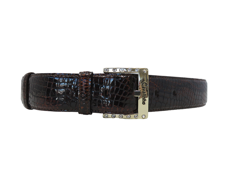 Cavalinho Classic Patent Leather Belt - DarkRed Gold - 5010808browngold