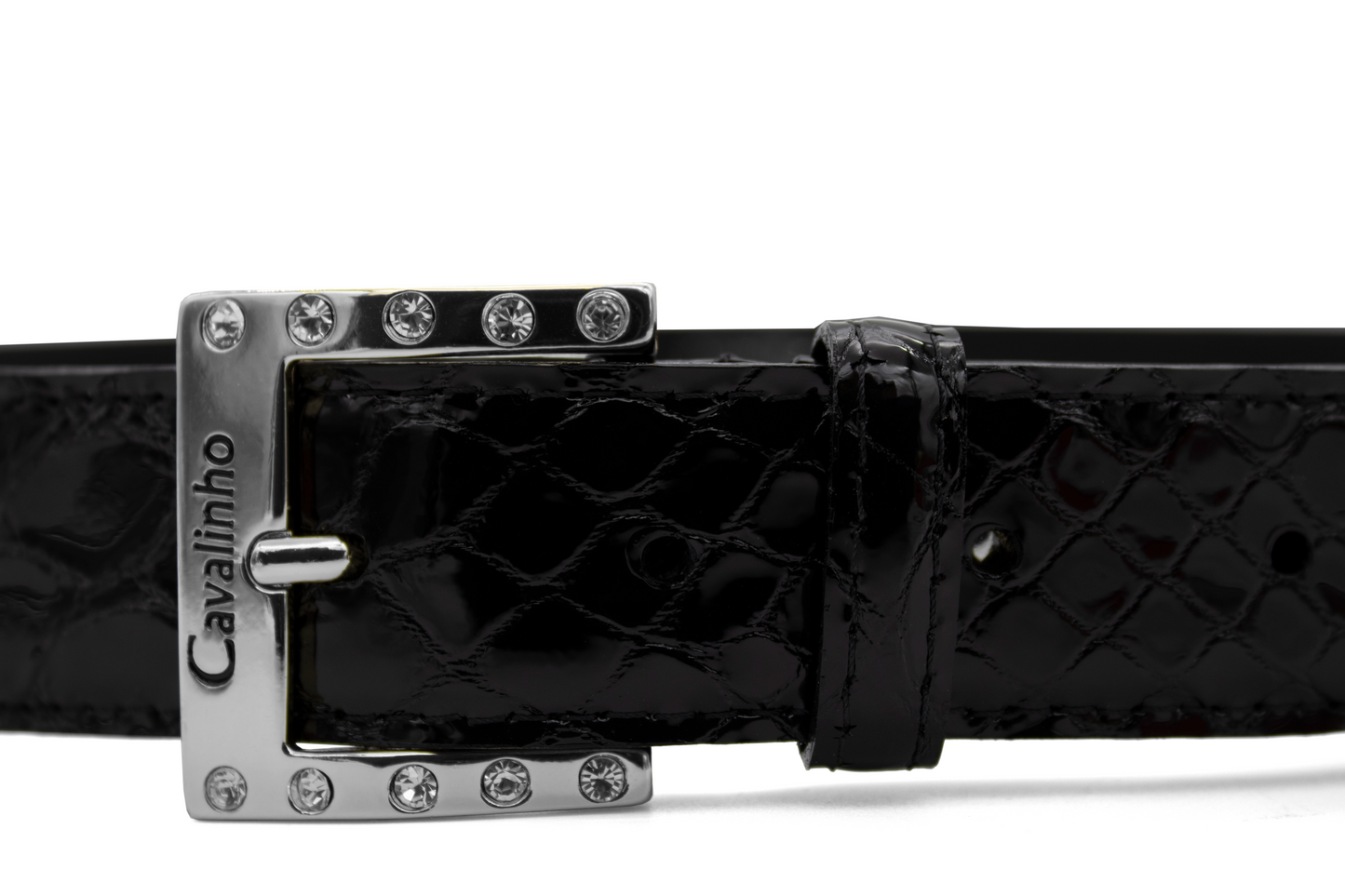 Cavalinho Galope Patent Leather Belt - Black Silver - 58010805.S.01_2