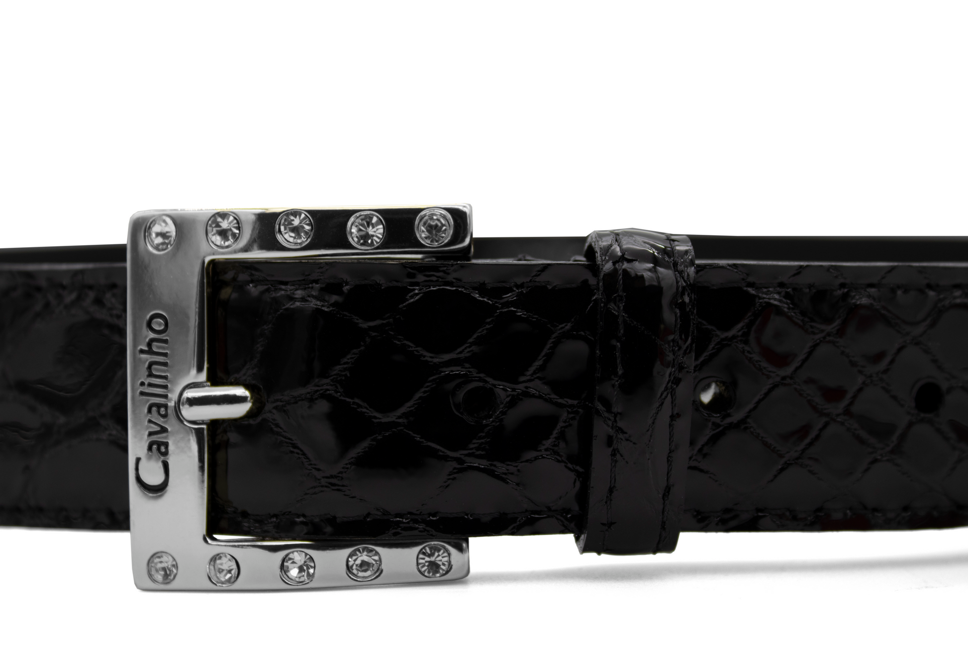 Cavalinho Gallop Patent Leather Belt - Black Silver - 58010805.S.01_2
