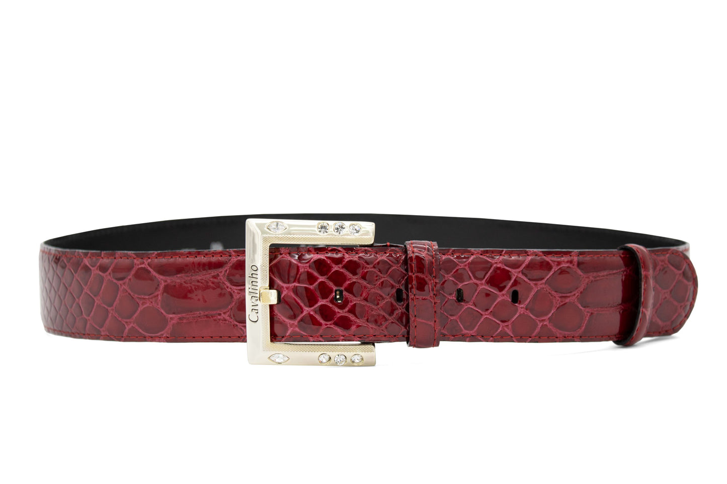 Cavalinho Gallop Patent Leather Belt - DarkRed Gold - 58010810.04_1