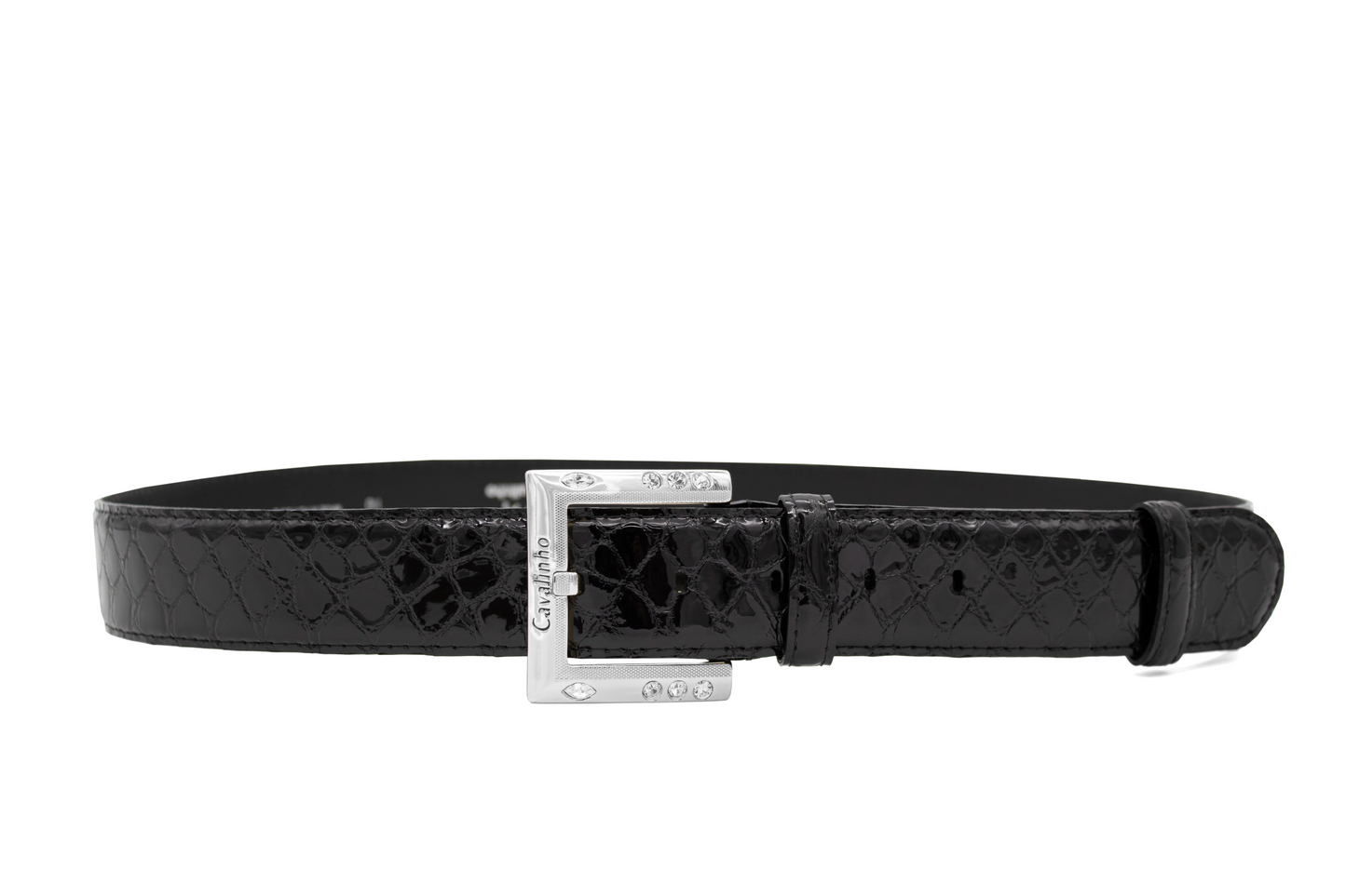 Cavalinho Galope Patent Leather Belt - Black Silver - 58010810.S.01_1