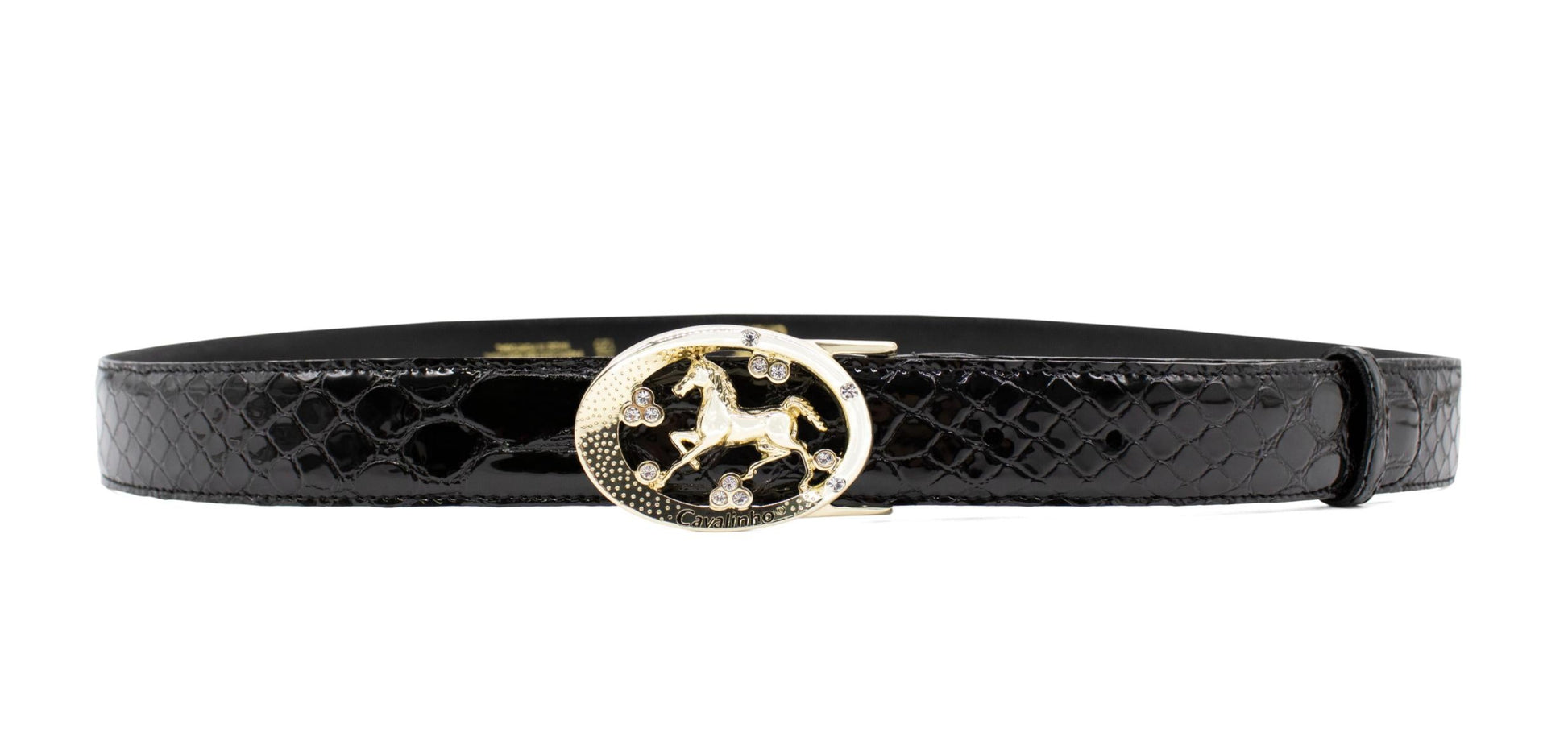 Cavalinho Oval Horse Leather Belt - Black Gold - 58010817.01_1