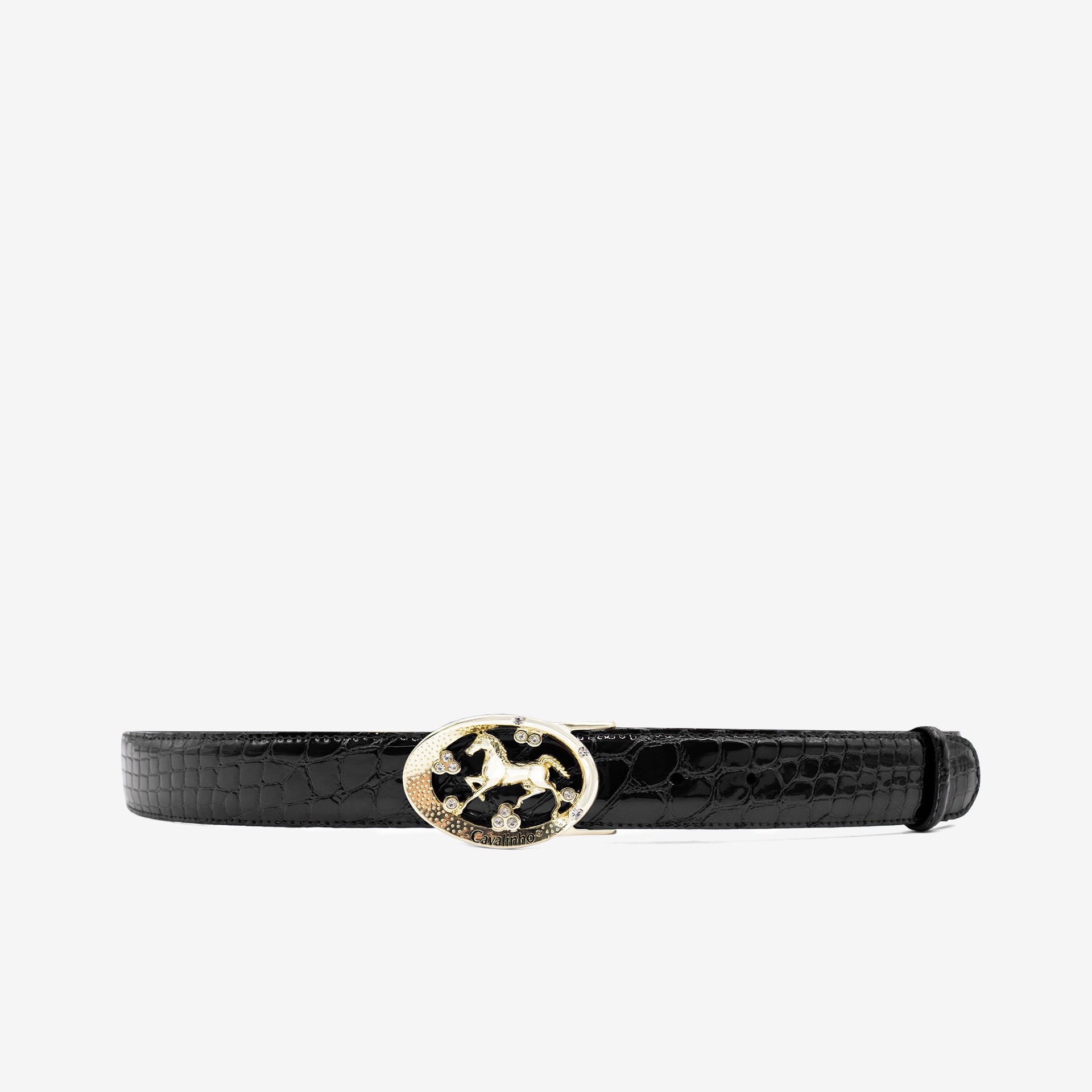 Cavalinho Gallop Black Patent Leather Belt for Women with Oval Buckle SKU 58010817.01 #color_black