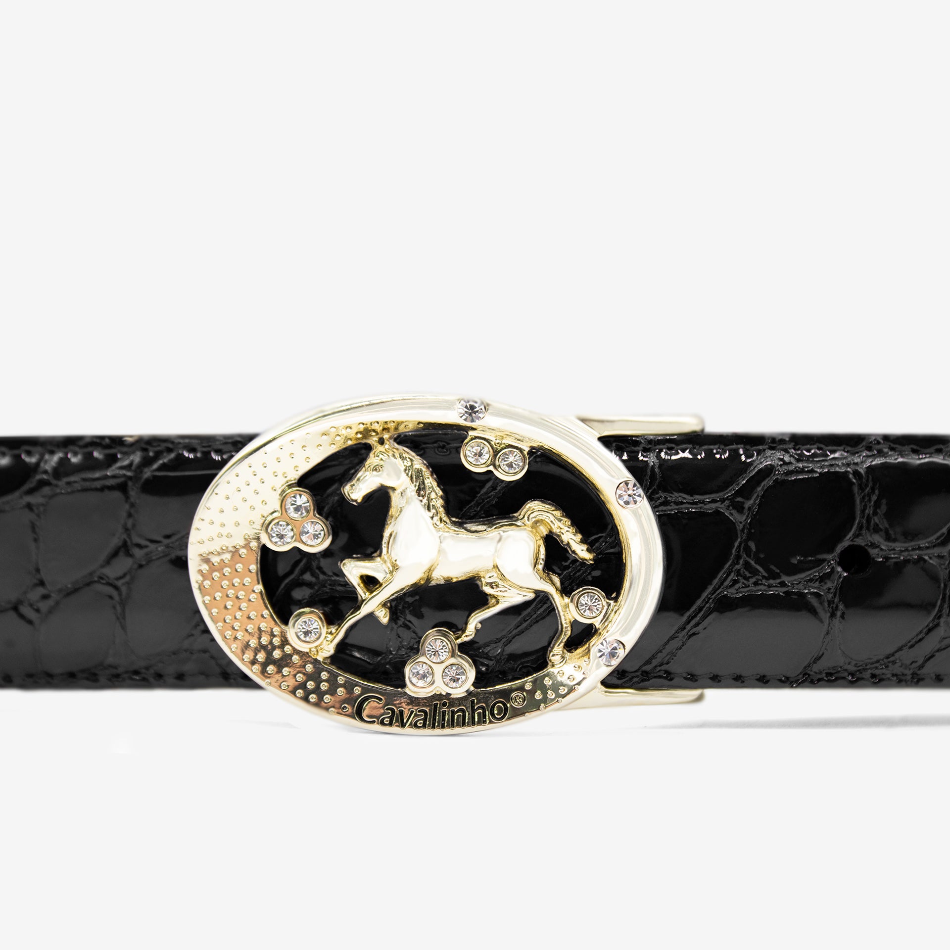Cavalinho Gallop Black Patent Leather Belt for Women with Oval Buckle SKU 58010817.01 #color_black