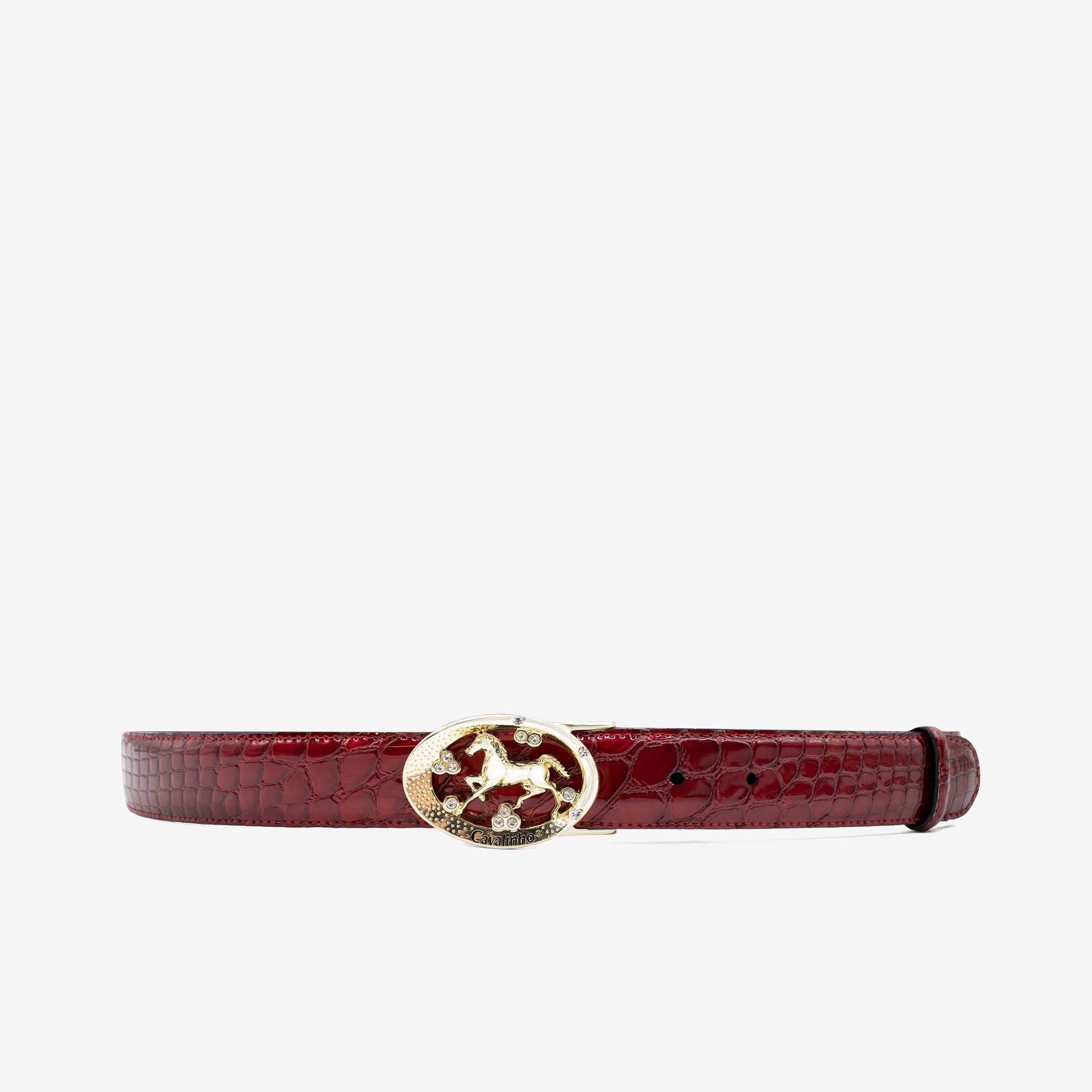 Cavalinho Gallop Red Patent Leather Belt for Women with Oval Buckle SKU 58010817.04 #color_red