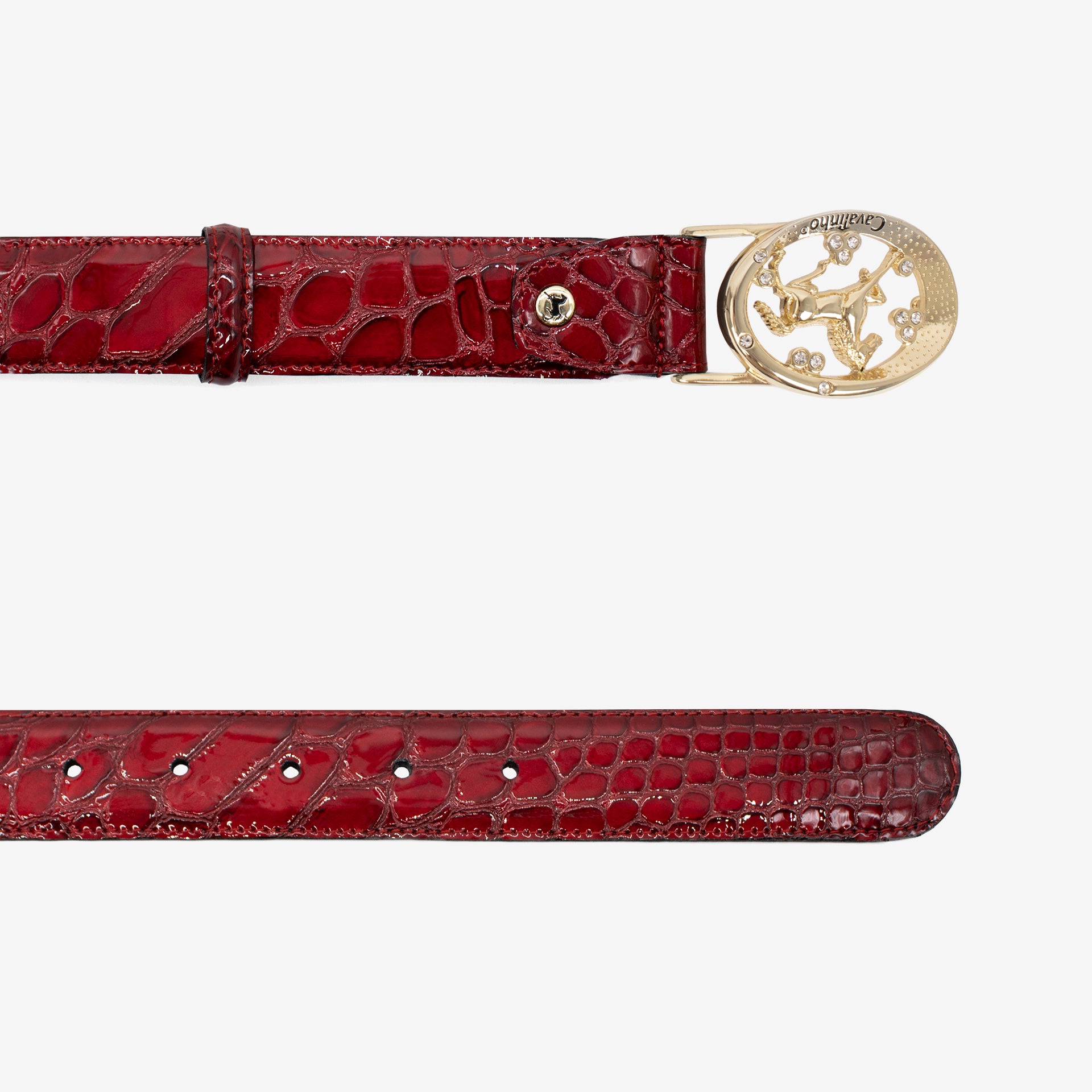 Cavalinho Gallop Red Patent Leather Belt for Women with Oval Buckle SKU 58010817.04 #color_red