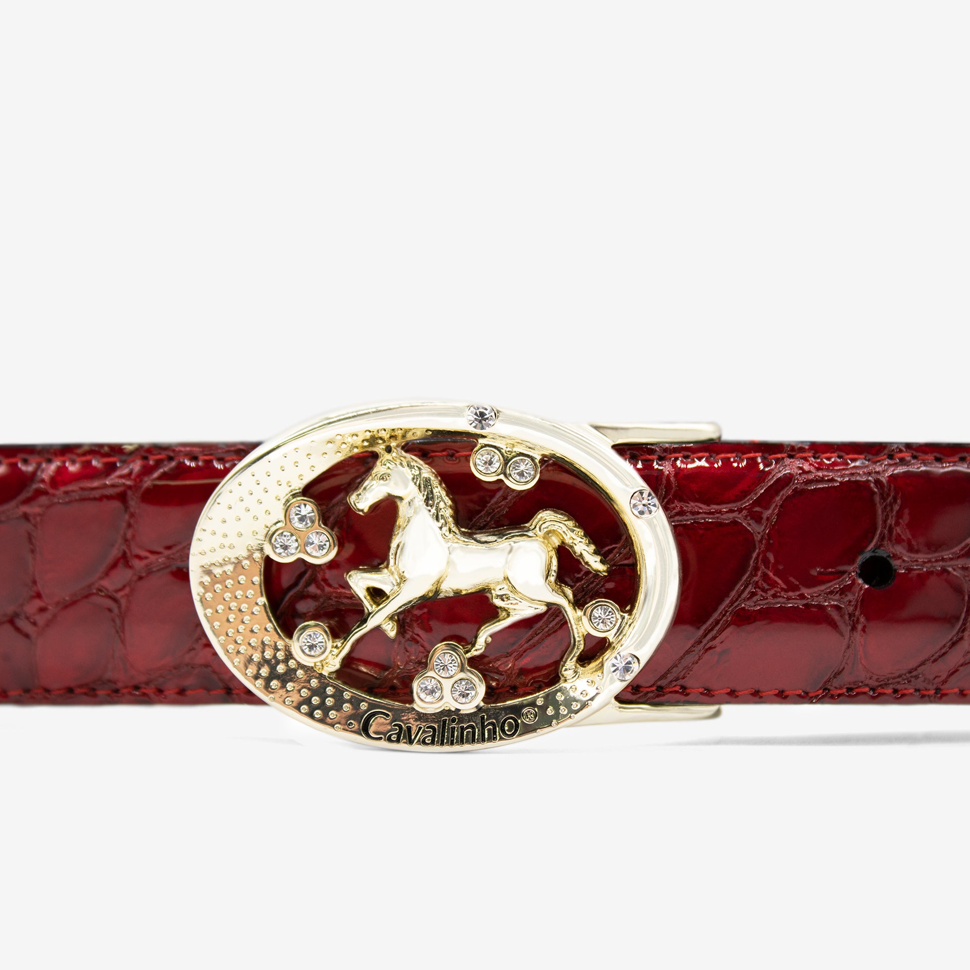 Cavalinho Gallop Red Patent Leather Belt for Women with Oval Buckle SKU 58010817.04 #color_red