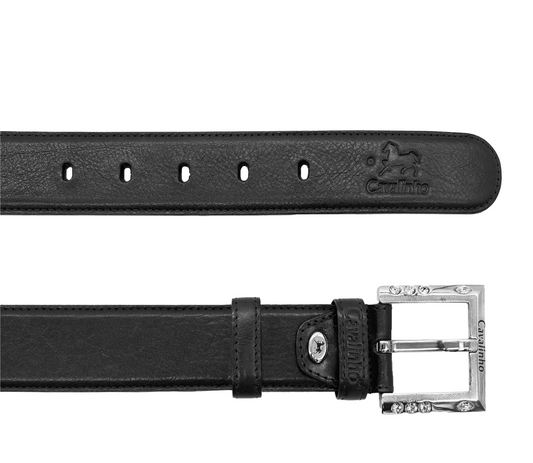 Cavalinho Classic Leather Belt - Black Silver - 58010910_01_2
