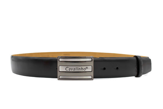 Cavalinho Smooth Leather Belt - Black Silver - 58020515.01_1