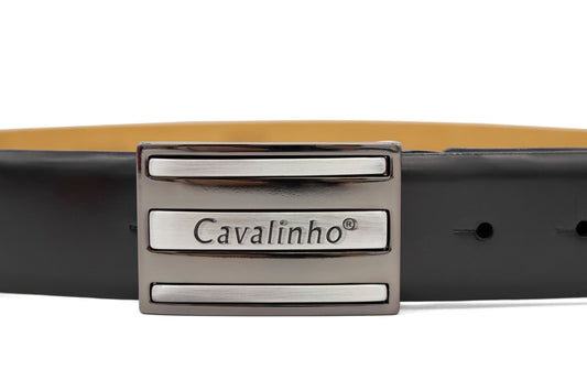 Cavalinho Smooth Leather Belt - Black Silver - 58020515.01_2