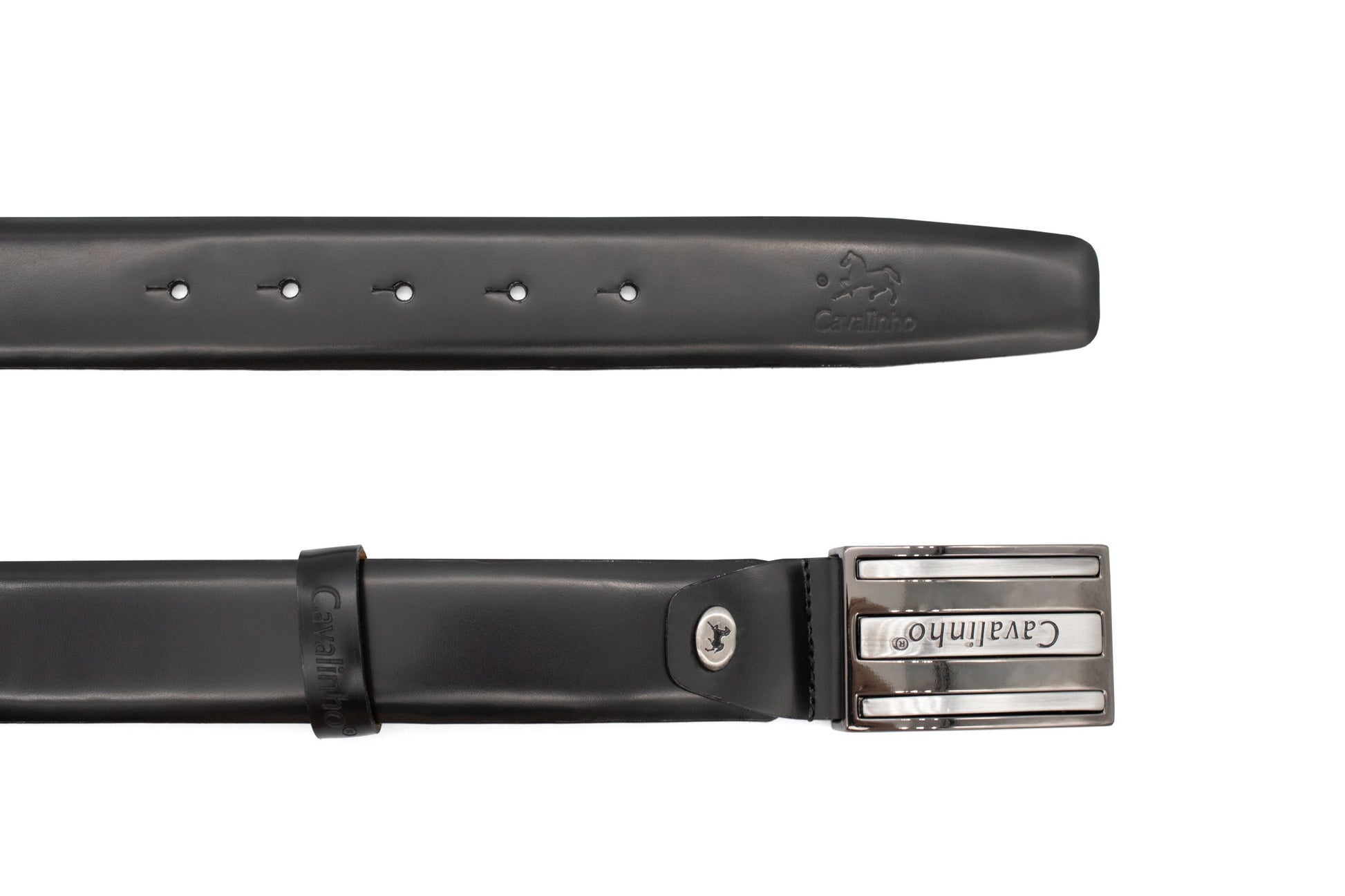 Cavalinho Smooth Leather Belt - Black Silver - 58020515.01_3