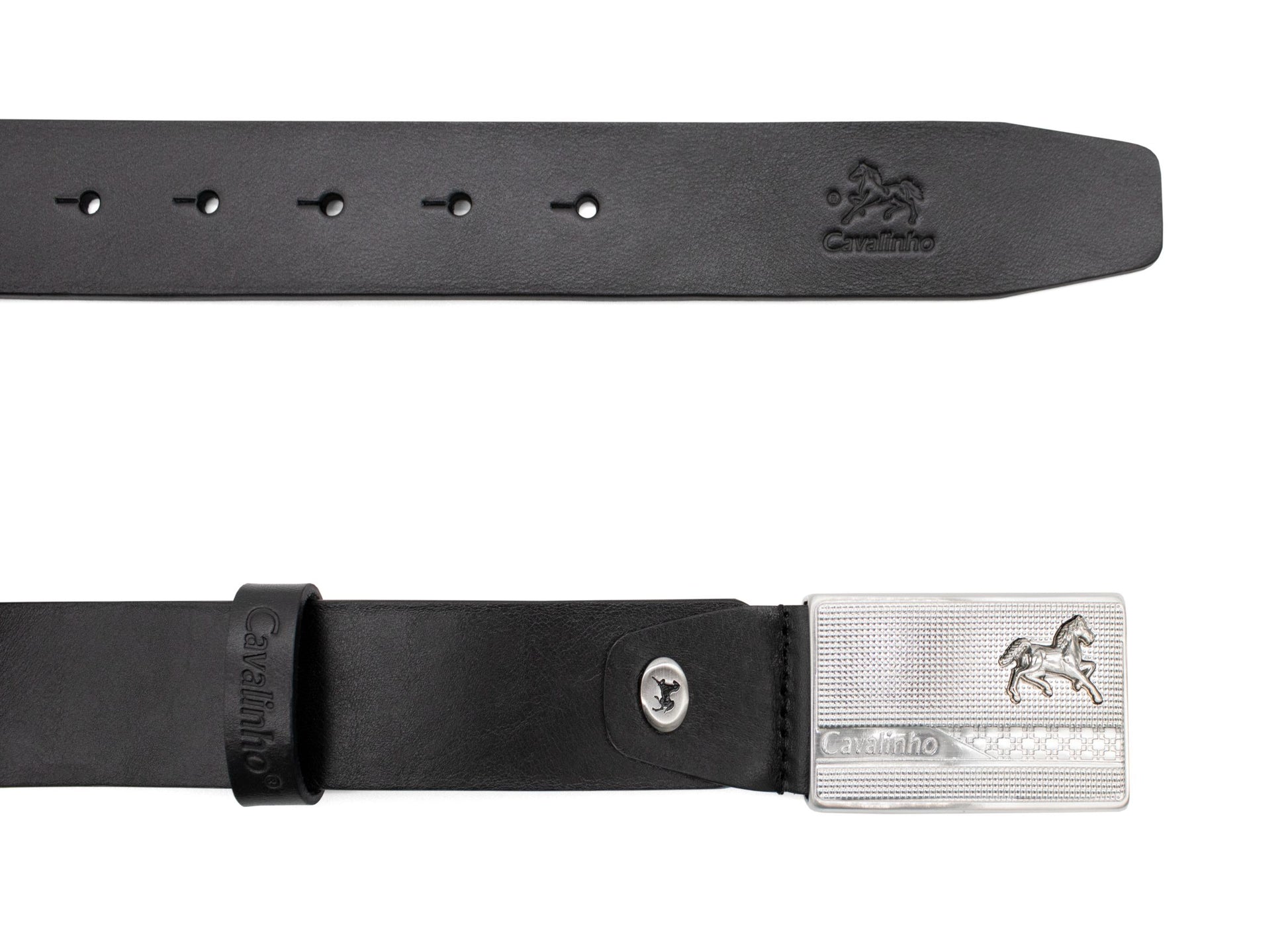 Cavalinho Sporty Leather Belt - Black Silver - 58020541.01_2