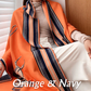 Relhok Horse scarf - Four Horses - Orange and Navy - 8_c738064b-2380-4bbc-9edc-1c1745344f5f