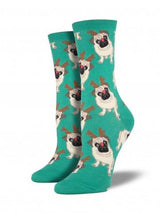 #color_ Green | Socksmith Antler Pug Socks - Green - ANTLERPUGSOCKS
