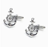 Anchor + Wheel Cufflinks #color_silver