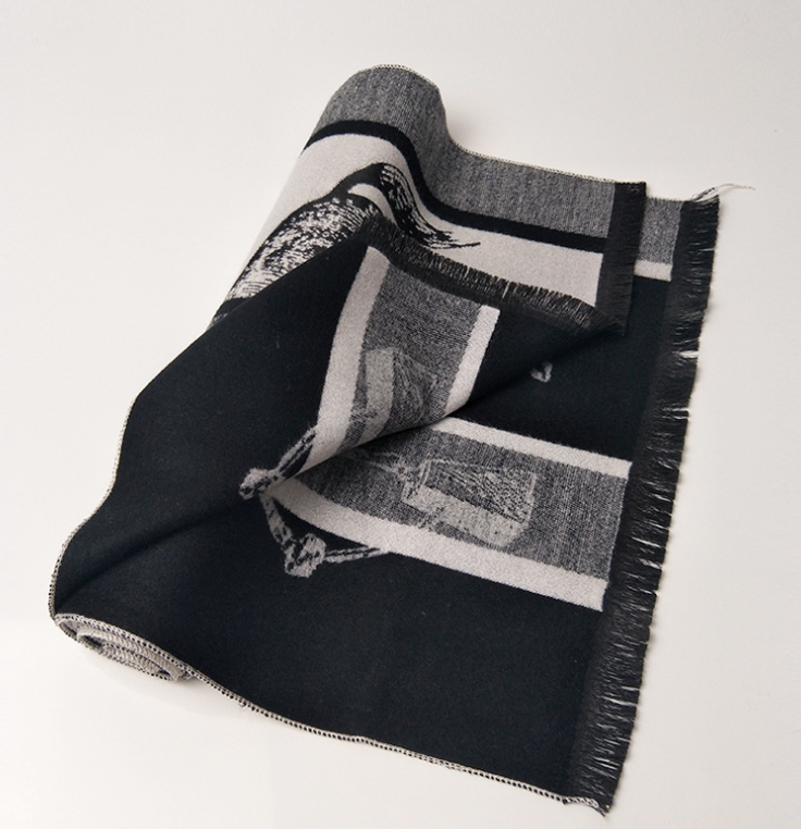 Relhok Horse Print Scarf - Grey/Black - BlackS1