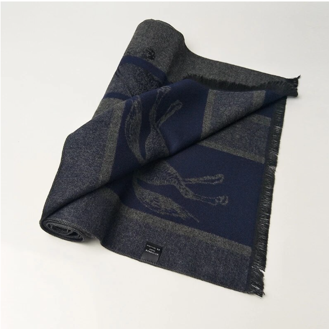 Relhok Horse Print Scarf - Blue/ Grey - BlueScarf