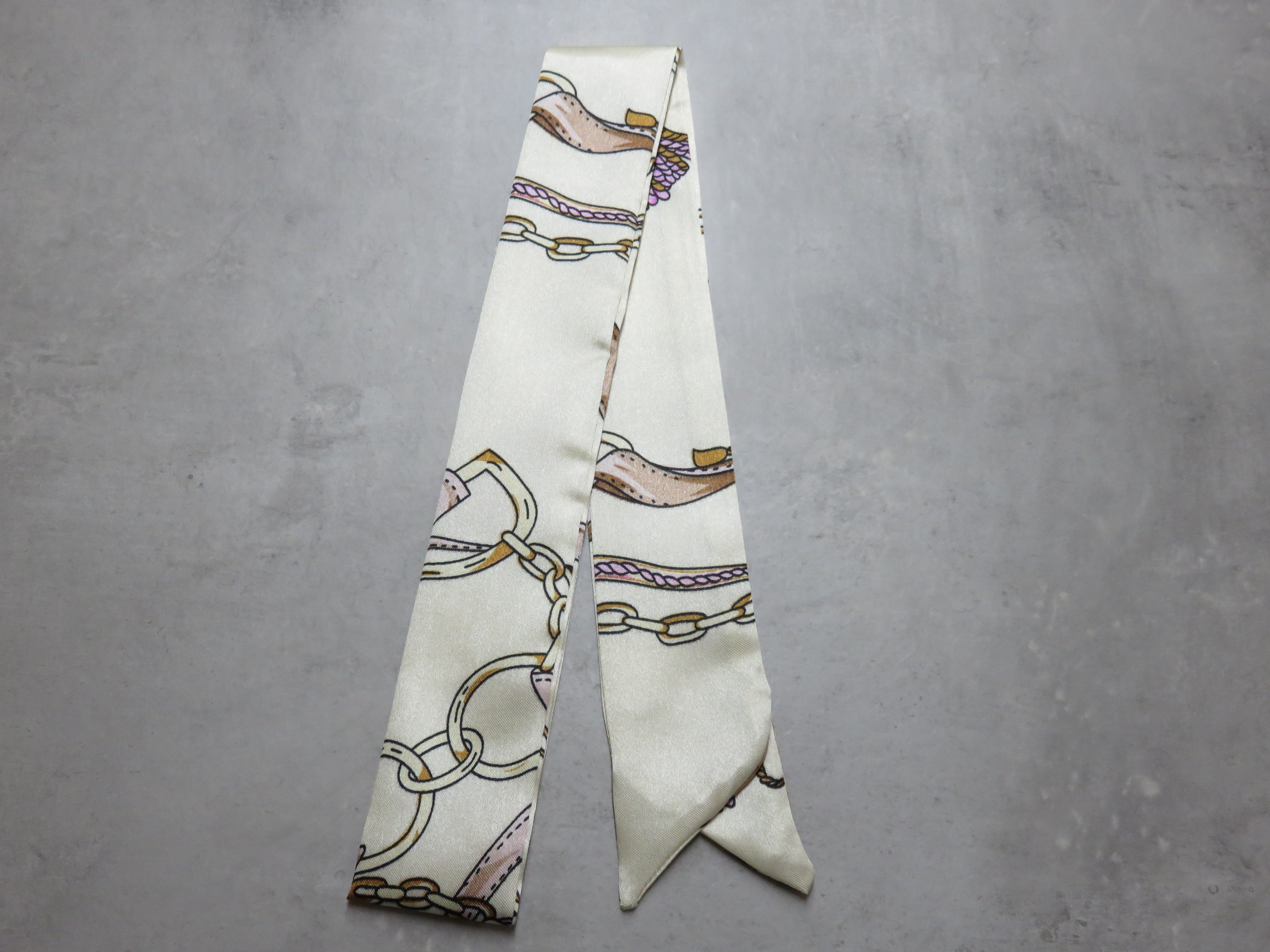 Relhok Handbag Skinny Scarf #print_Beige & Brown