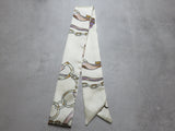 Relhok Handbag Skinny Scarf #print_Beige & Brown