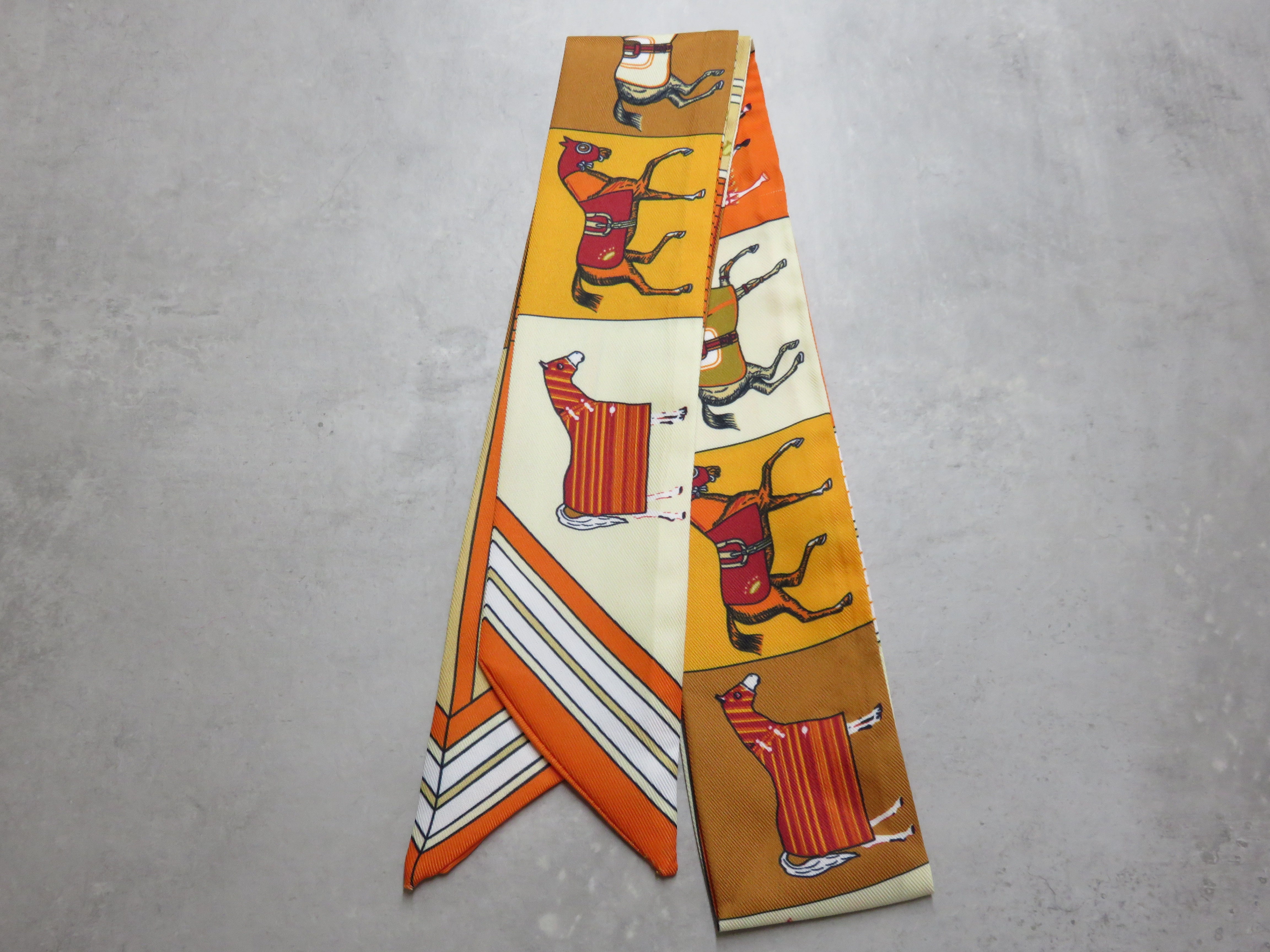 Relhok Handbag Skinny Scarf #print_Yellow & Horses