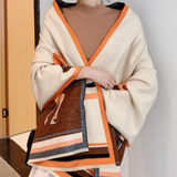 Horse Scarf - Two Horses #color_Beige and Orange