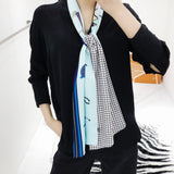 Long Horses In blankets Scarf #color_Blue with light grey check lining